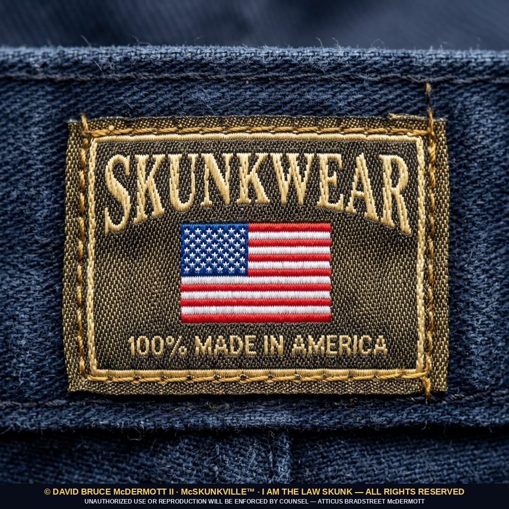 SkunkWear Made in America label